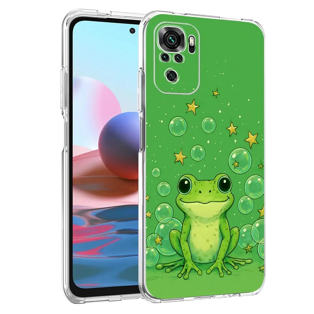 Фото Прозрачный чехол для телефона Redmi 14C 13C 10C Note 15 14 13 12 11 K40 Pro Plus 5G, мягкий чехол из ТПУ с реалистичным принтом лягушки №2
