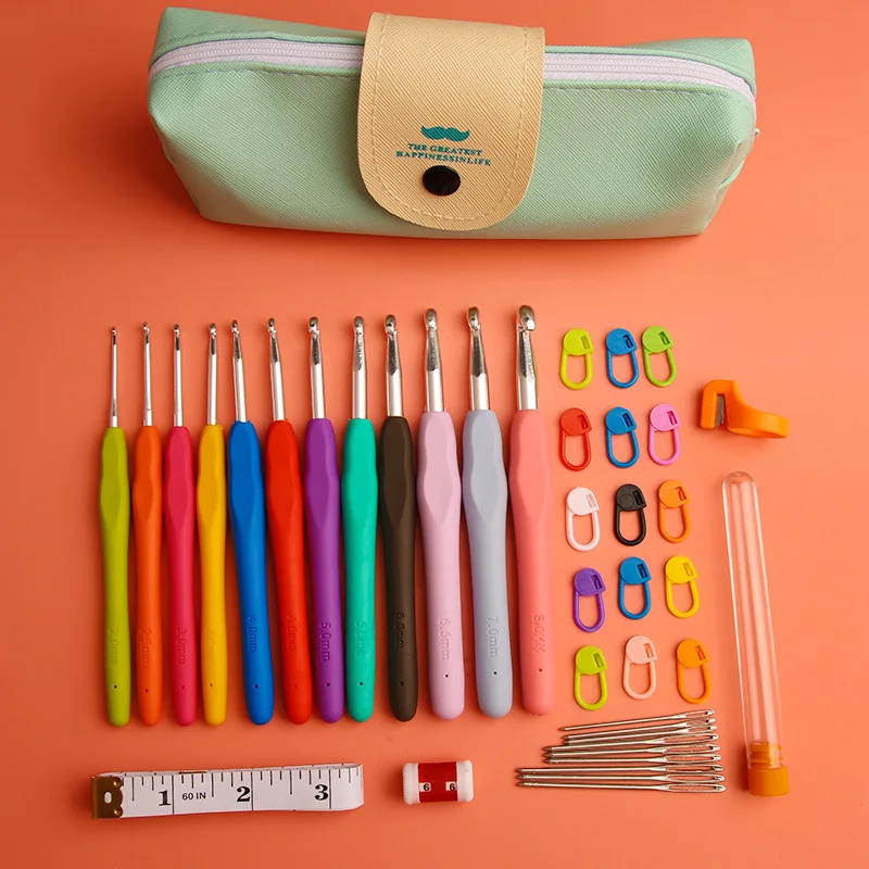 

41 Sets Crochet Suit Sweater Needle DIY Knitting Tool Material Bag Color Plastic Handle Aluminum Crochet Wholesale
