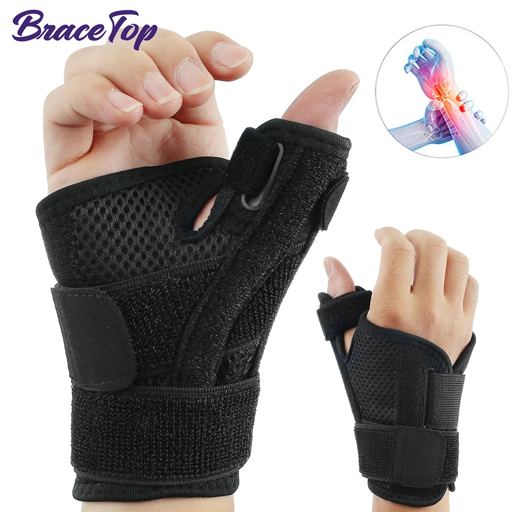 BraceTop Sports Thumb Brace Support Wrist Guards Sprain Splint Band Strap Wristband Palm Pads Protector Splint Stabilizer Unisex