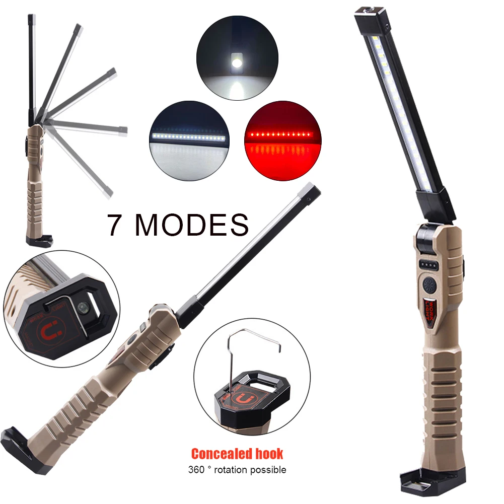 Светильник СВЕТОДИОДНЫЙ Рабочий фонарь, USB Перезаряжаемый фонарь COB + XPE, светодиодный складной фонарь, наружный фонарь для экстренного осмо...