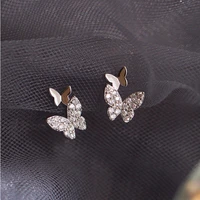 new silver fashion simple hypoallergenic earrings pendant female creative butterfly crystal party jewelry luxury jewelry