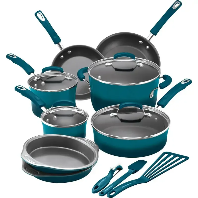 

Набор из 15 антипригарных кастрюль и сковородок/набор посуды, морской синий цвет