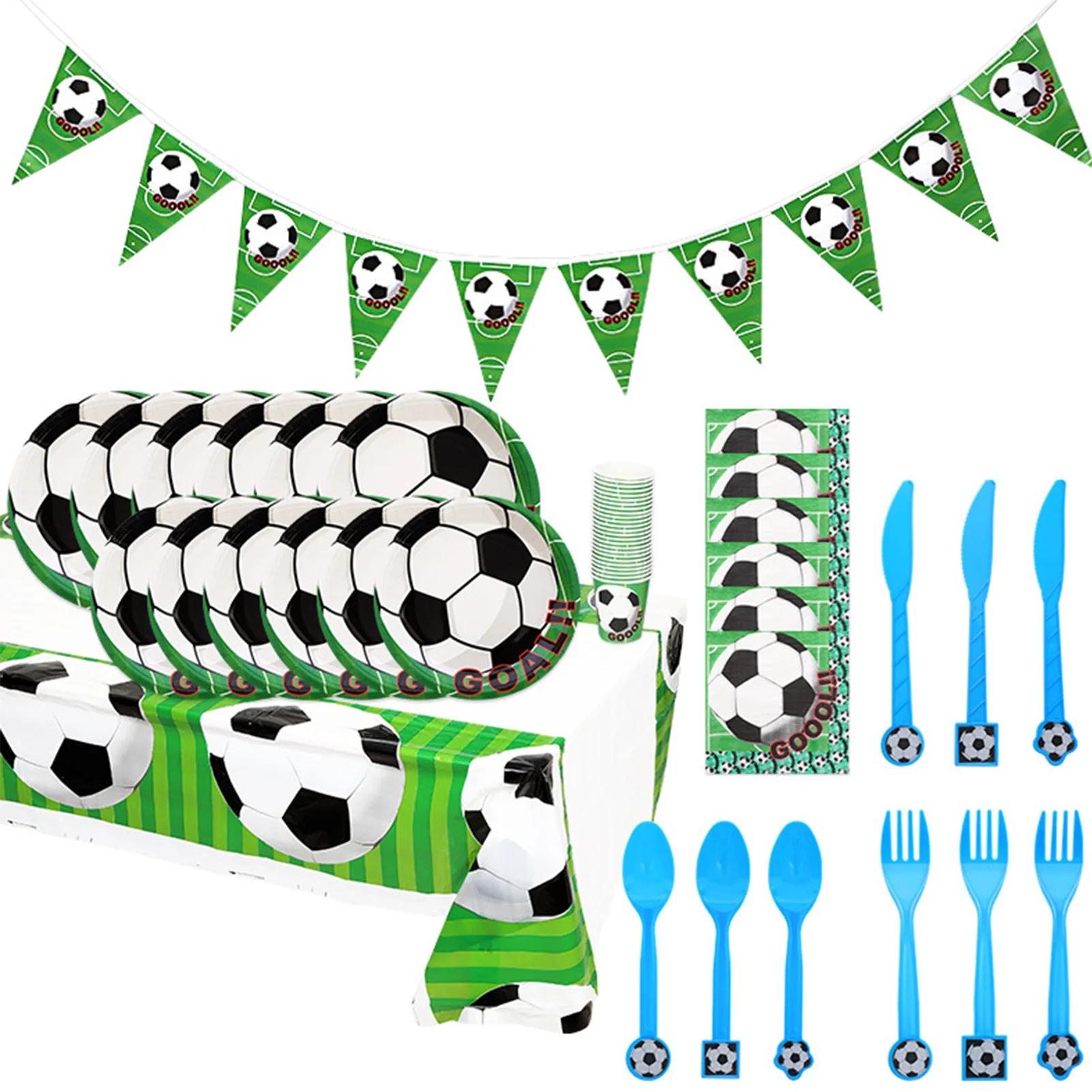 

Football Party Supplies And Decorations Set Decorations For 25 Guests Included Triangle Flag Table Cover Plates Napkins Cups