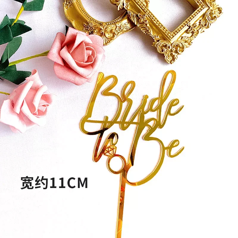 

NEW2023 Gold/Rose Gold Acrylic Bride To Be Cake Topper Wedding Cake Decoration Engagement Bachelorette Party Supplies Favors