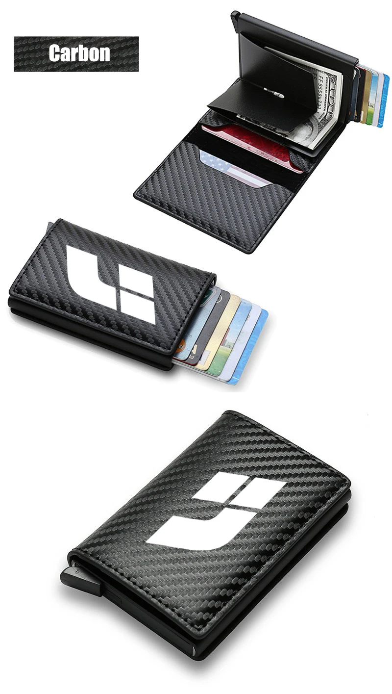 Мужской кошелек Anti Thief Rfid с кредитной картой из углеродного волокна