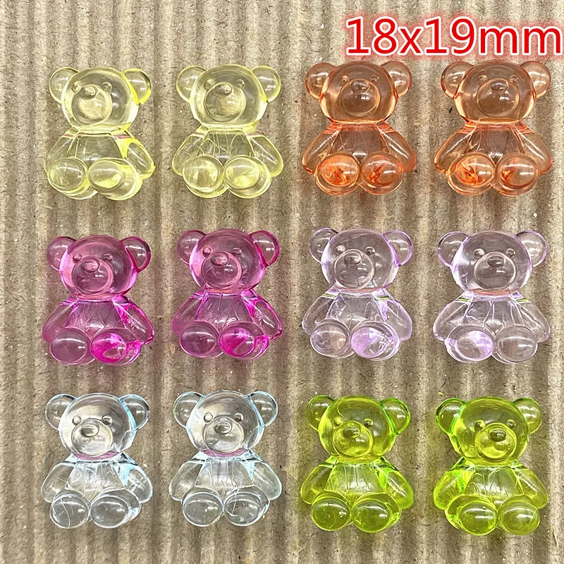 Новинка 10 акриловых разноцветных матовых прозрачных медвежат Радуга кролик