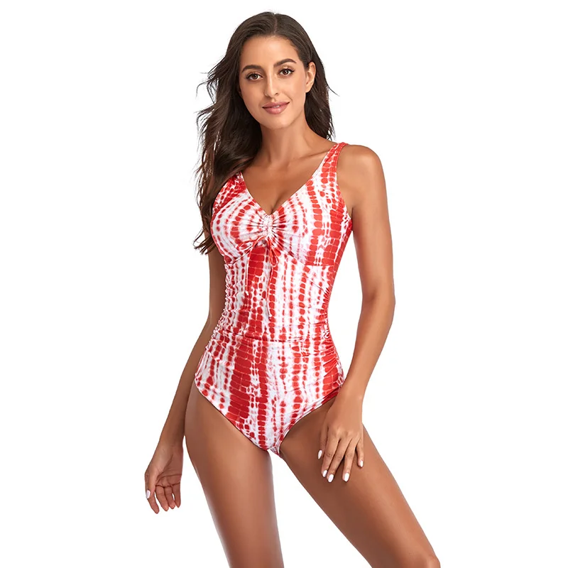 

2022 New Swimwear Women Swimsuit Print Floral Bodysuit Drawstring Brazilian Monokini Swimming Suit Female One Piece Beachwear