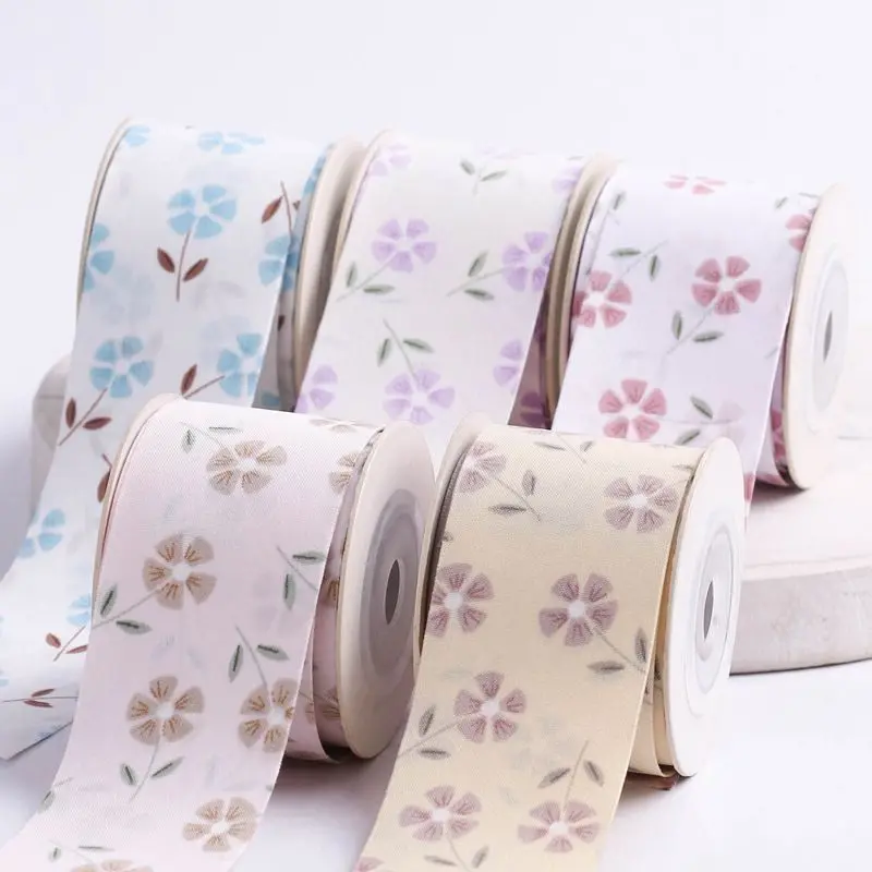 

Kewgarden 25mm 38mm Floral Printing Ribbon Diy Hair Accessories Handmade Tape Crafts Clothing Top Hat Shoes Material 10 Yards