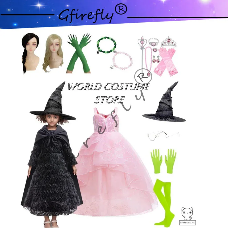 Фото Костюм для косплея «Wicked Glinda Elphaba» Glinda, розовое платье принцессы, комплект, костюм для вечеринки для девочек, косплей, вечеринка из фильма, ведьма №1