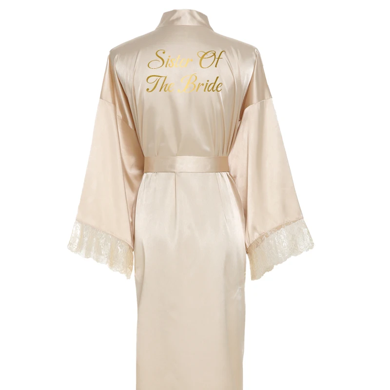 Owiter Silk Satin Lace Robe Bride Robe Bridesmaid Robes Women Wedding Long Robe Bathrobe Sleepwear White Robes