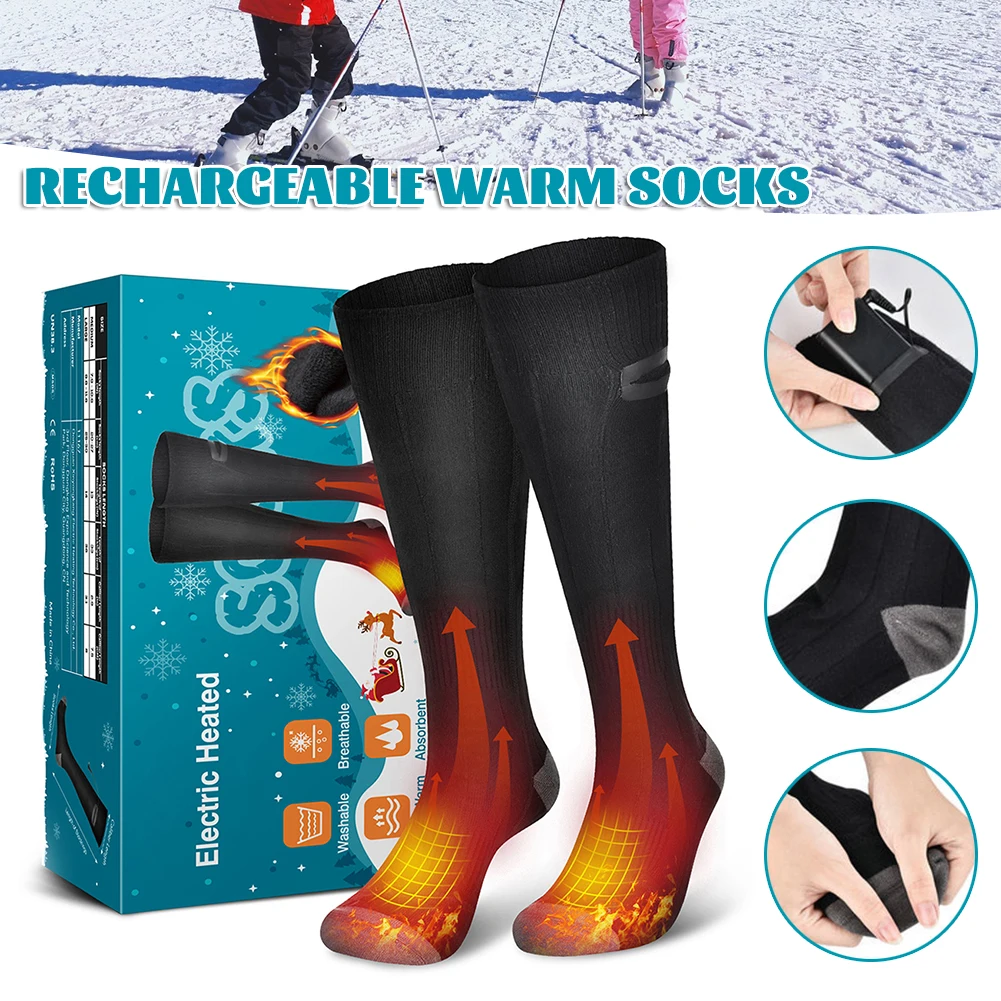 Usb Charging Electric Heating Socks Winter Warming Stretchy Soft Socks For Men Women Outdoor Heated Socks Keep Foot Warm Socks