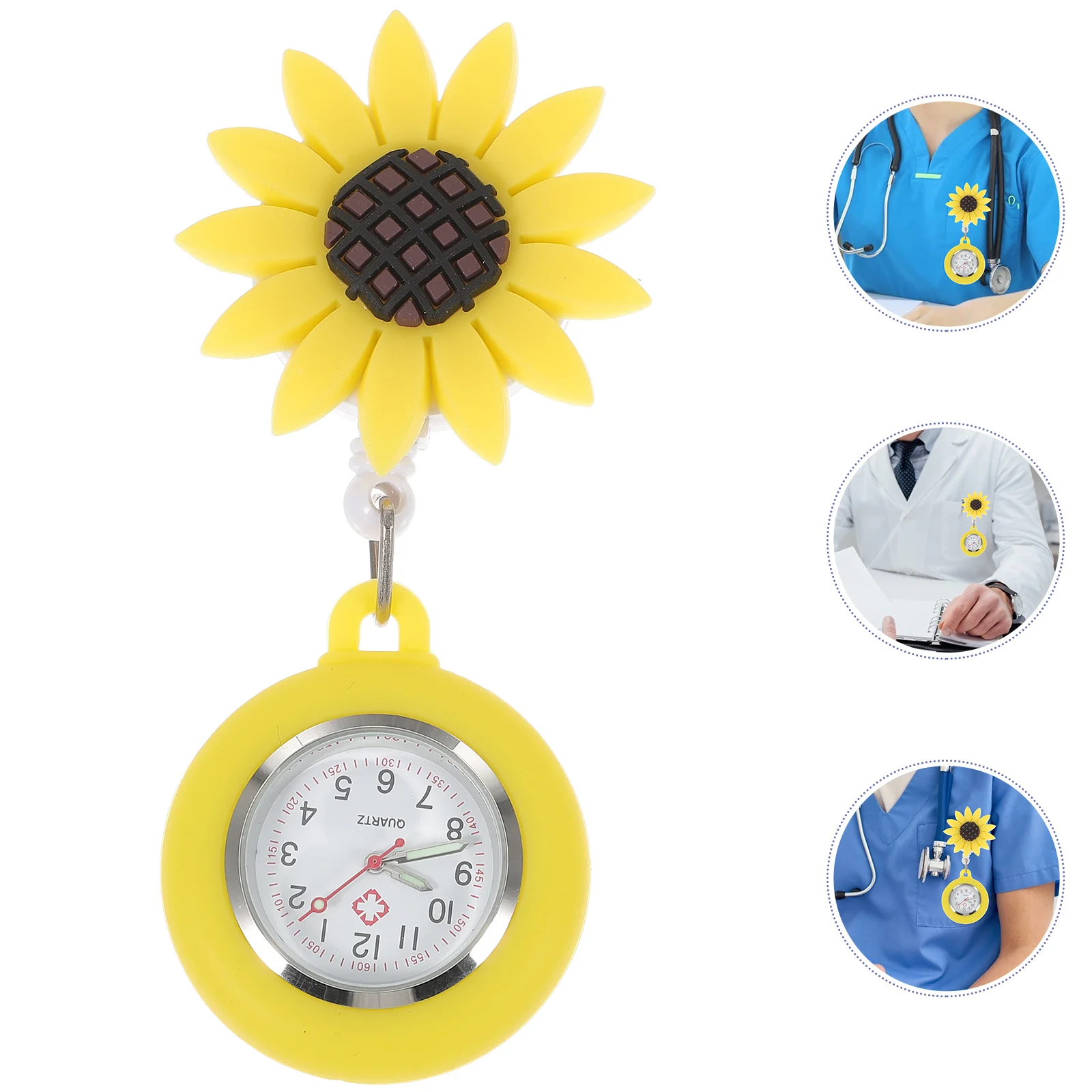 

Sunflower Nurse Form Decorative Pocket Watch Ladies Digital Watches Lovely Fob Hanging Brooch Zinc Alloy Nurses Man Mens