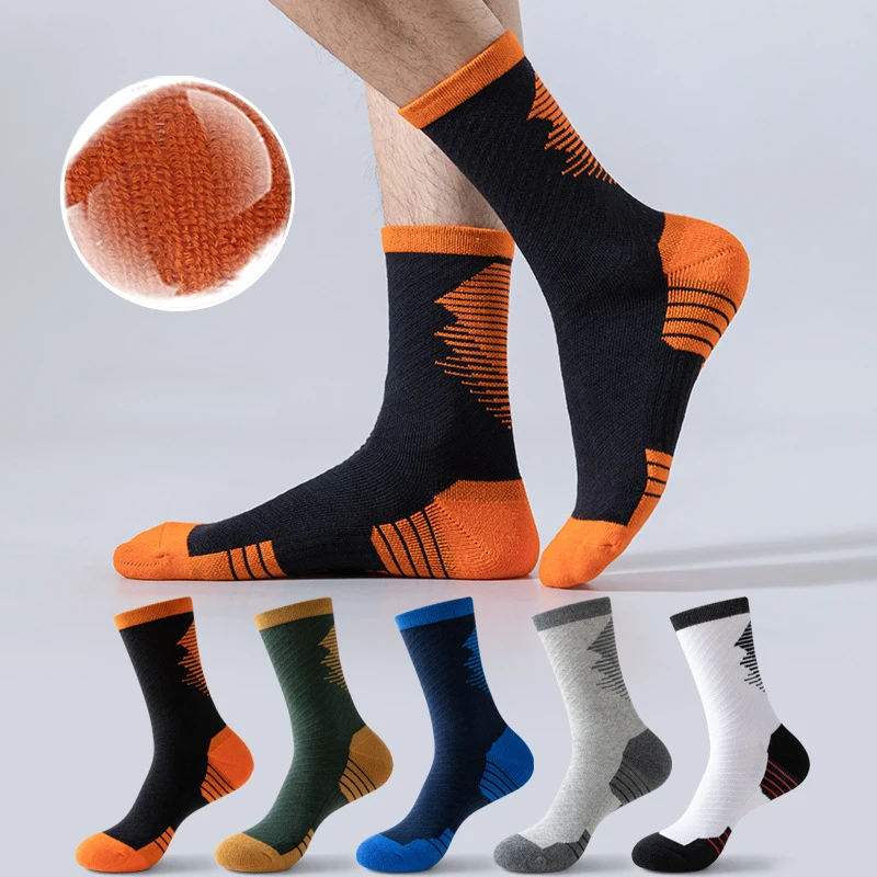 Basketball Ball Basketball Men Thicken Professional Elite Socks Middle Tube Practical Sweat Absorbent Non Slip Terry Sports