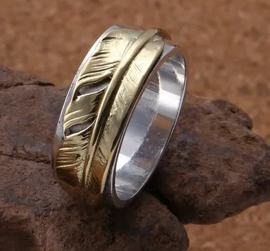 

Набор колец из серебра S925 пробы с медными перьями Простая мужская мода Корейская версия модное кольцо на указательный палец
