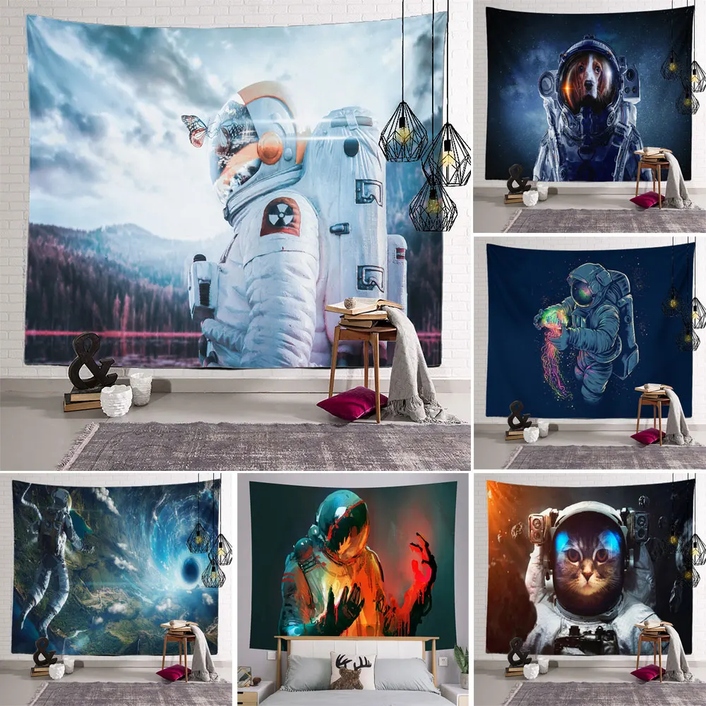 

Fresh Style Tapestry Wall Hanging Wall Decoration Cool Astronaut Wall Cloth Background Wall Cloth Home Living Room Decoration