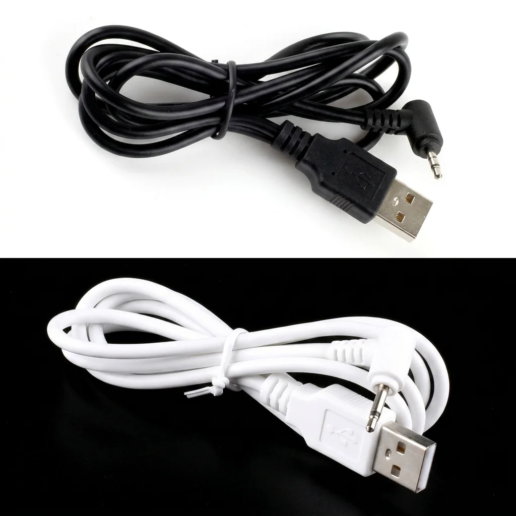Фото Переходник USB на DC-разъем 2.5*0.7 мм / DC 2.5x0.7 белый/черный L-образный угловой штекер с кабелем-коннектором №2