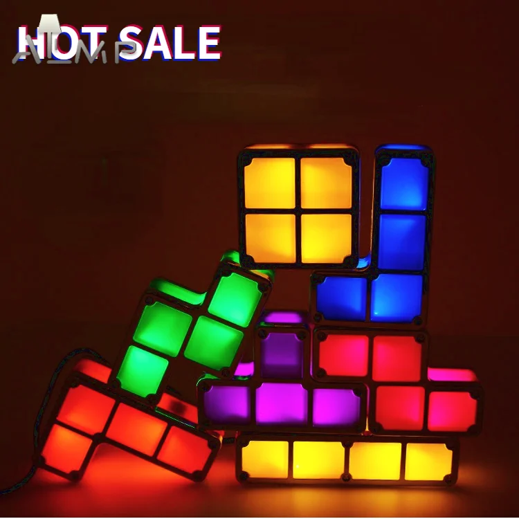 

Новинка, настосветильник лампа «сделай сам», светодиодный ночсветильник для Тетрис, Штабелируемый конструкционный блок, настольная лампа, ...