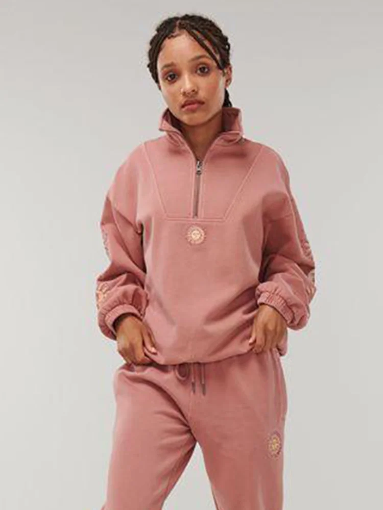 

2023 Autumn Women's Zipper Classic Sportswear Embroidered Hoodie High Collar Family Sports Women's Coat