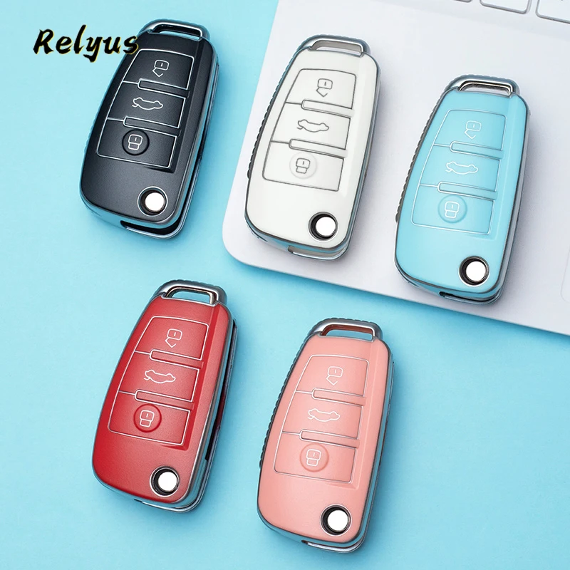 

TPU Car Key Case Cover Shell for Audi A3 8L 8P A4 B6 B7 B8 A6 C5 C6 4F RS3 Q3 Q7 TT 8L 8V S3 Key Protector Accessories