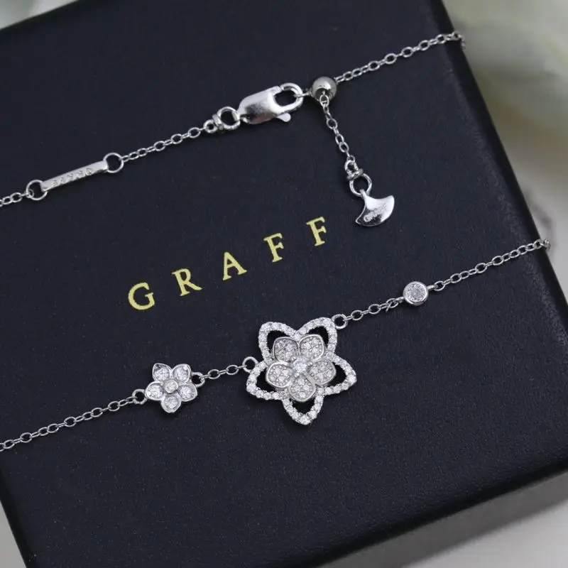 

Роскошная брендовая бижутерия Graff LONDON, высокое качество, серебро 925 пробы, двойной цветок, ожерелье с бриллиантами для женщин, очаровательный подарок, высокое качество