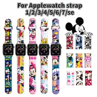 for apple watch strap disney mickey minnie print silicone for iwatch 6 5 7 3 2 se replacement watch band 38mm 42mm 45mm gifts