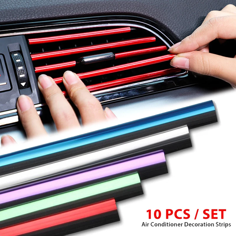 

10Pcs Car Air Conditioner Outlet Decoration Strip U-Shape Moulding Trim Strips Decor 20CM Universal Car Styling Accessories