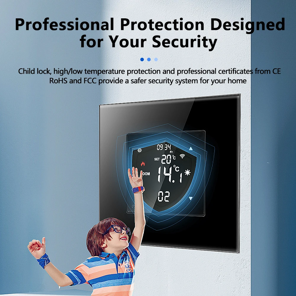 Умный термостат Bingoelec Tuya с Wi-Fi электрический подогрев пола со встроенным черным