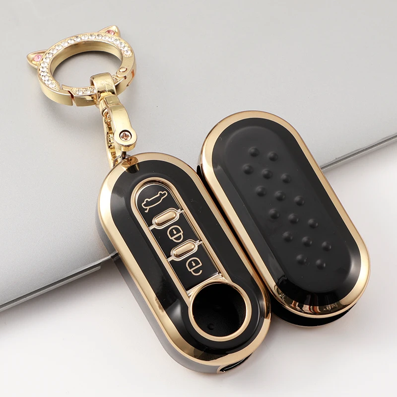 

TPU Car Folding Key Case Cover for Fiat 500 Ducato Panda 500L Punto Lancia Musa Key Shell Holder Protecor Keychain Accessories