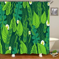 tropical plant shower curtain green leaves nature landscape bathroom accessories 3d print waterproof polyester toilet curtains