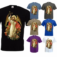 saint michael the archangel destroy devil catholic t shirt premium cotton short sleeve o neck mens t shirt new s 3xl