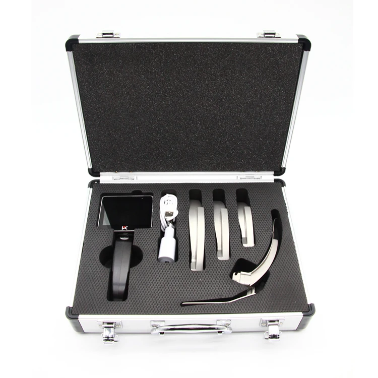 

one monitor with 4 blades rigid reusable video laryngoscope set portable digital wireless video laryngoscope with camera