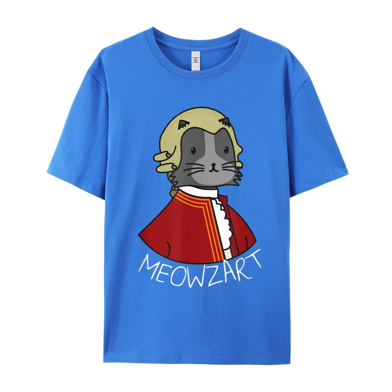Мужская футболка из чистого хлопка с коротким рукавом Meowzart футболки забавным
