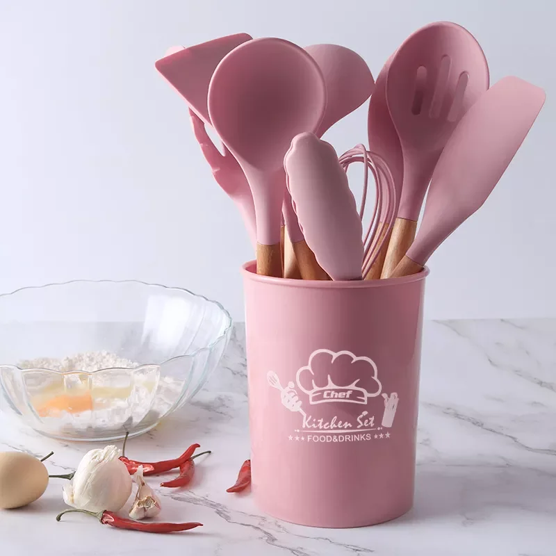 

Silicone Kitchenware Cooking Utensils Set Heat Resistant Kitchen Non-Stick Cooking Utensils Baking Tools With Storage Box Tools