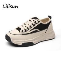 fashion canvas shoes for women chunky platform casual sport shoes white sneakers women thick bottom tenis feminino zapatos mujer