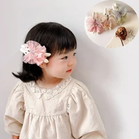 rabbit baby girl barette top knot hair clips for children duckbill clip kawaii accessories pearl lace hairpins vintage props