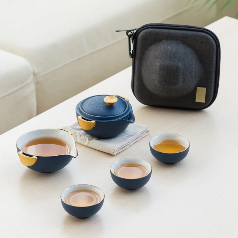 

Домашний винтажный чайный набор, дорожный керамический хранилище, традиционный портативный чайный сервиз ручной работы, чайная посуда DL60CT