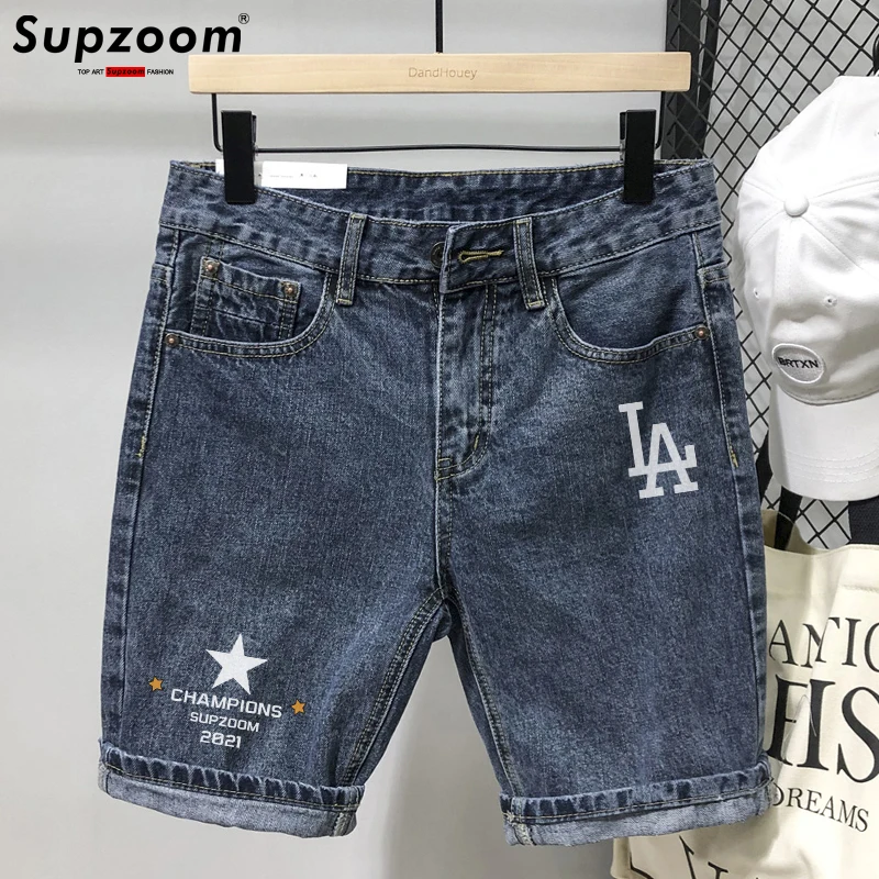 Supzoom 2023 New Arrival Hot Sale Top Fashion Printing Summer Zipper Fly Stonewashed Casual Cotton Jeans Shorts Men