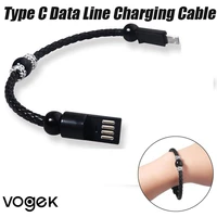 vogek portable usb charger cable type c data line charging cable fashion rope chain bracelet for iphone smartphone accessories