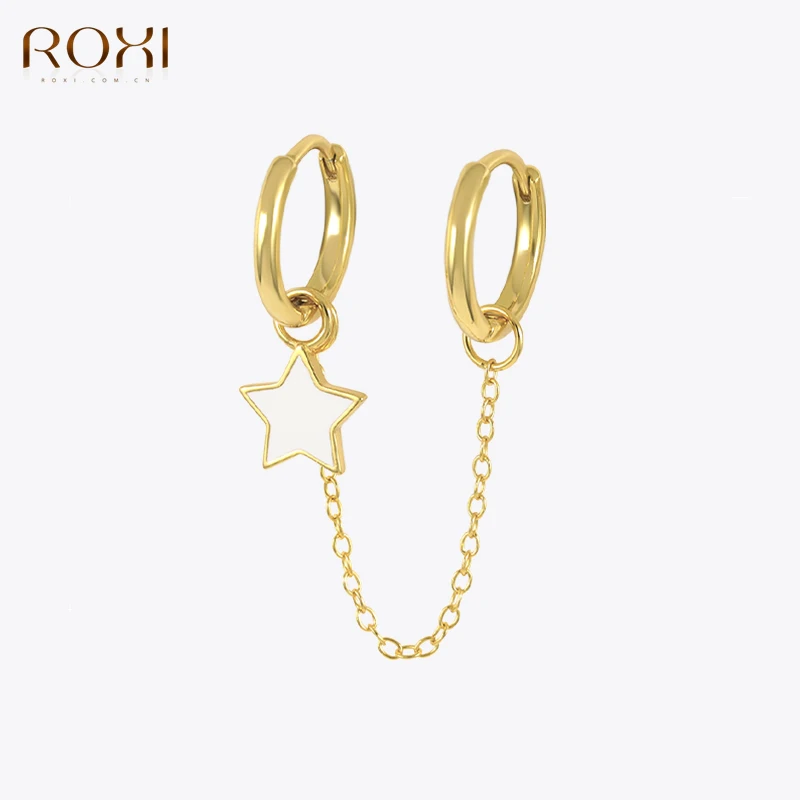 

1 шт., женские серьги-гвоздики из серебра 925 пробы, с цепочкой