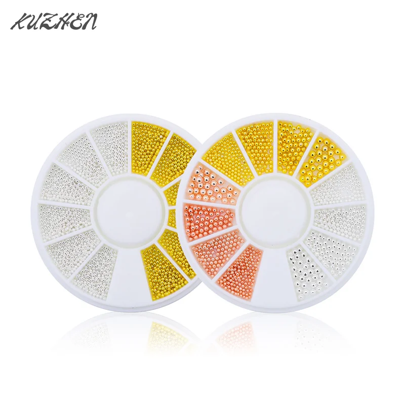 Мини-маленькие икра из нержавеющей стали бусины для дизайна ногтей серебро