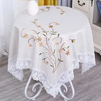 Embroidered Silk Ribbon Tea TableCover  Rectangular  Square Tablecloth Art Cotton Linen Rural Table Cloth Handmade Towel Cloth