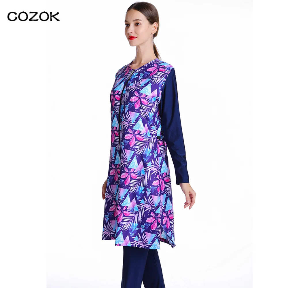 

Консервативный купальник-тройка с принтом, пляжная одежда большого размера, мусульманская купальная одежда, накидка для исламских женщин