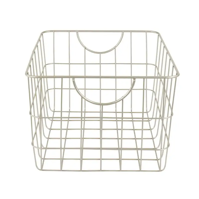 

Utility Wire Storage Basket with Curved Easy Grab Handles, Satin Nickel Cesto juguetes infantil Organizador Foldable basket Cute