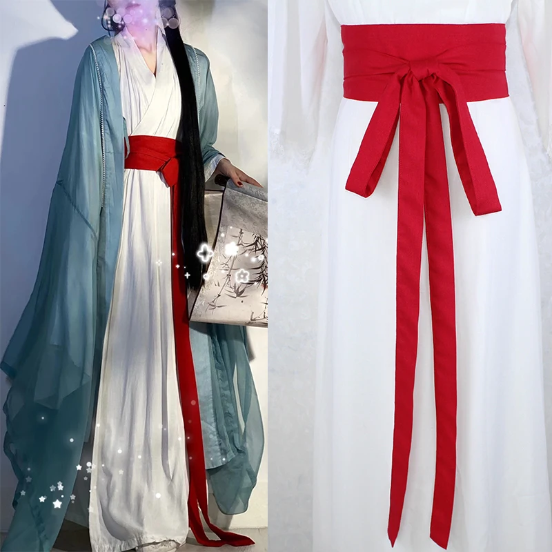 Ancient Style Cotton Linen Wide Belt Solid Color Hanfu Waistband Women Dress Decorative Waist Belt Cosplay Accessories 360cm