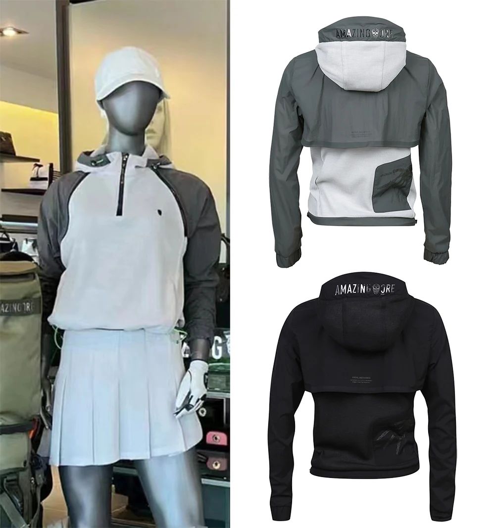 

Ladies Golf Clothes hooded Jacket Autumn Loose fit style long sleeves Removable sleeves fashion Vest t-shirts 8041#