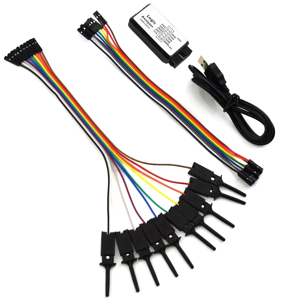 Test Hook Clip Logic Analyzer Folder for Jumper Wire Dupont Cable USB Saleae 24M 8CH