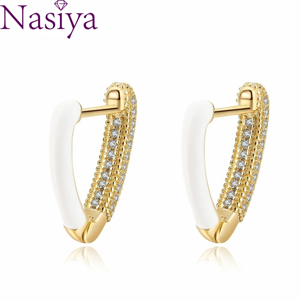 

S925 Sterling Silver Earring Full Rhinestone Wheat Ear Hoop Earrings Female High-end Light Luxury Fashion Exquisite Jewelry Gift