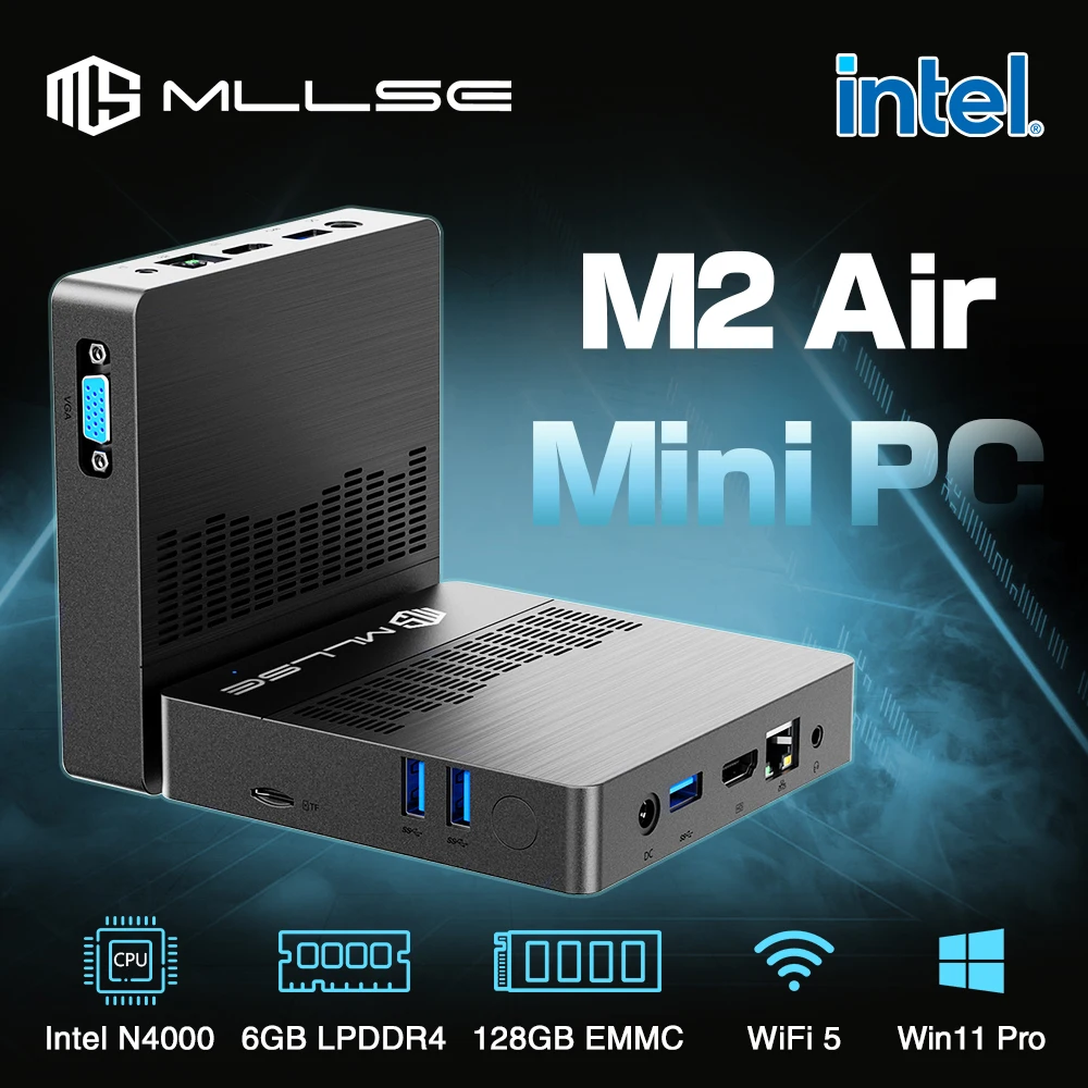 Мини-компьютер MLLSE M2 Air, Intel Celeron N4000, процессор Window11, 6 ...