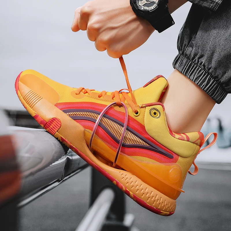 2022 Professional Men's Basketball Sneakers New Orange Basketball Shoes For Men Anti-skid High Top Sports Shoes Men basket homme