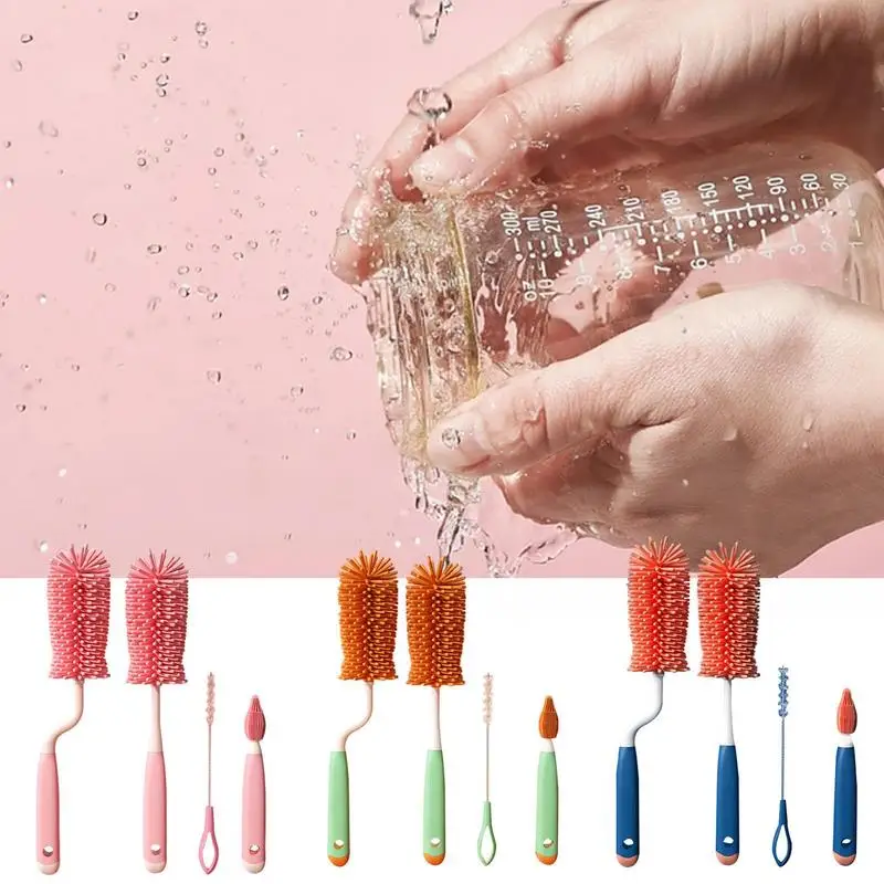 

4 Pcs Bottle Cleaning Set Food Grade Brushes Baby Pacifier Straw Scrubber Brush Household Multifunctional Cleaning Brush Set